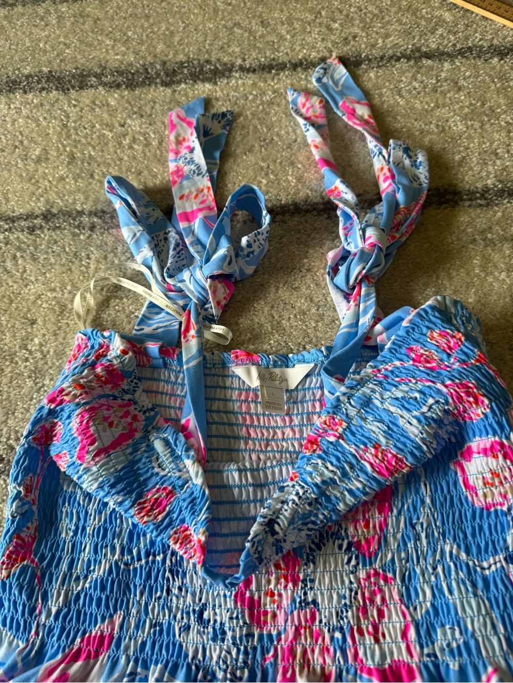 Lilly Pulitzer Blue Floral Maxi Dress with Pink Accents - Picture 7 of 9
